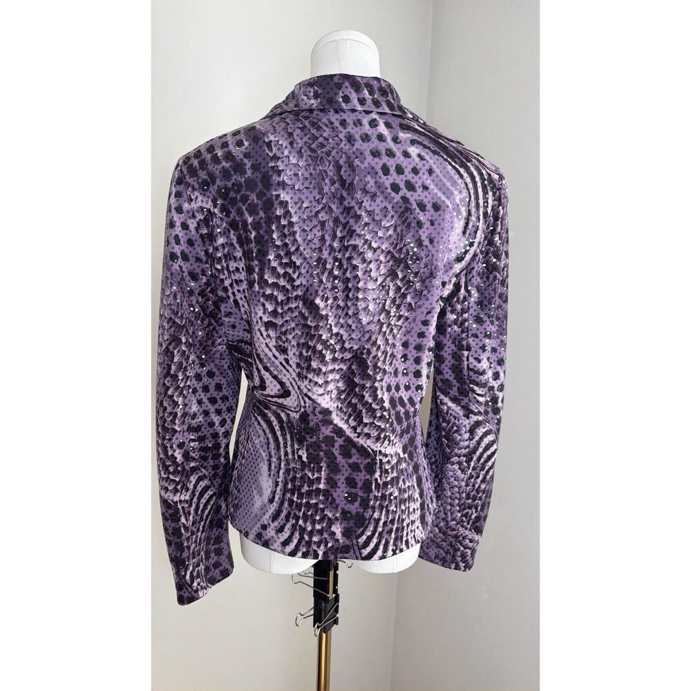 Vintage Y2K Mesmerize KamiKam Jacket M Purple Animal Print Sequin Zip Up Sparkle - Picture 5 of 13